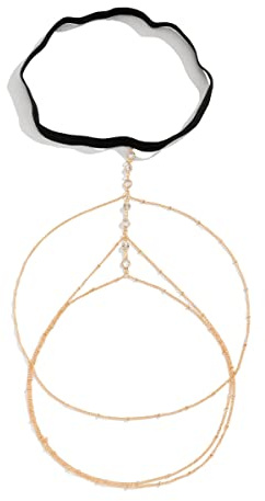 QIAMNI Sexigt lager kristall lårkedja elastiskt mode benkedja stretch strand kropp kedja smycken för kvinnor och flickor, 45cm, Kristall, Kristall
