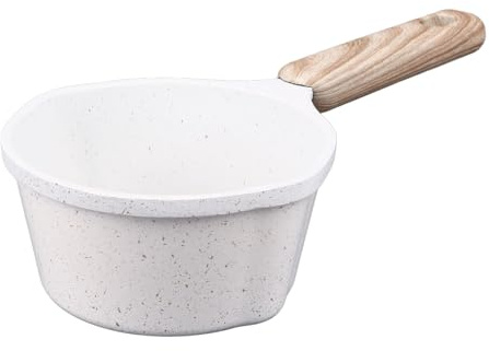 Kuuleyn Kitchen Saucepans, White Cooking pots,Kitchen Sauce Pan, Porridge pan,Small Pot with Prevents Stick Deepening Medical Stone Sauce Pot with Pour Spouts for Pouring Oil Milk Heating Frying