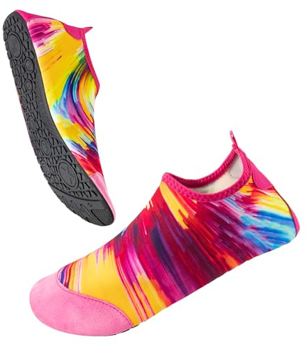Lightweight Barefoot Aqua Shoes - Quick Dry Breathable Surf Diving Swim Shoes, Pink, 38-39