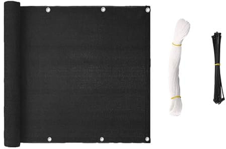YGLONG Sichtschutz Balkon 90 x 500 cm Balkon-Sichtschutz-Sonnenschutznetz, Belüftungs-Sonnenschutz-UV-Schutznetze for Gartenzaun-Schutz(Black)