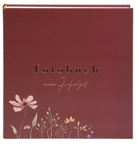 goldbuch 08 043 Album di nozze Blumliebe Bordeux, album fotografico con 60 pagine bianche e divisori in pergamena, album ricordo con stampa dorata, 30 x 31 x 4 cm
