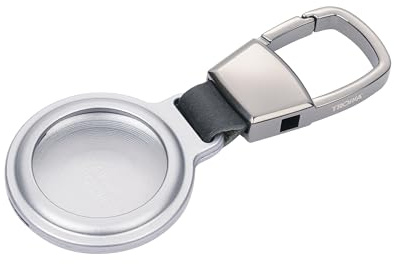 TROIKA Nyckelring/skyddsfodral för APPLE AirTag® Airtag Holder - med karbinhake för flexibel fastsättning - skärning med magnetlås - aluminium - original silver, metall, 21,6 x