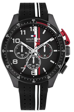 Tommy Hilfiger Orologio con Cronografo al Quarzoda Uomo con Cinturino in Silicone Nero - 1792168