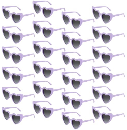 BOUBONI 6/12/24/48 Gafas de sol con forma de corazón vintage gafas de sol de despedida de soltera para damas fiesta de boda (24, morado)
