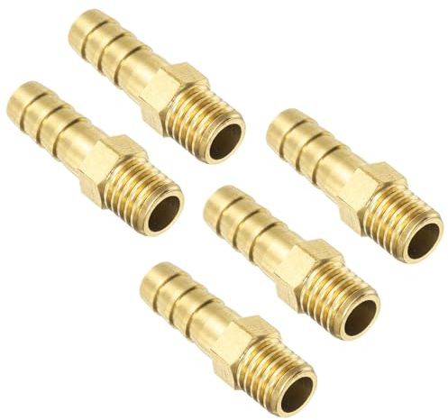 QUARKZMAN 5 st M10-1,5 ID 8 mm slangkopplingar mässing, trädgårdsslang bensinslang till barb-passande slang gängad rörarmatur adapterkoppling för vatten bränsle luft