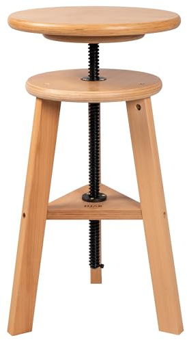 DJAR Wooden Drafting Stool Chair, Adjustable Beech Wood Artist Stool, Swivel Seat 19-26, Tall Wooden Stool for Studio, Kitchen, Bar Counter & Office, Supports 180 lbs, Natural