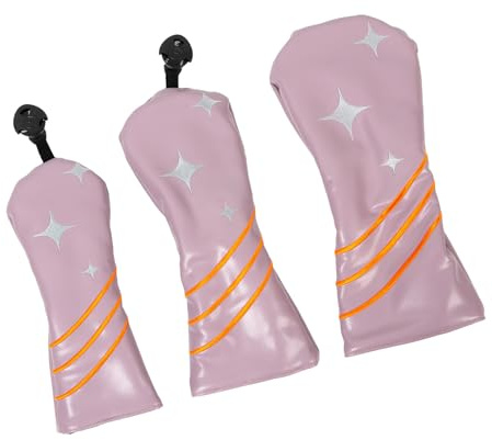 Chenxi Studio 3 fundas de piel sintética para cabeza de palo de golf, diseño de estrellas, cubierta de madera híbrida, cubierta para cabeza de palo de golf
