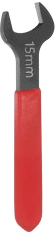 QUARKZMAN 15mm Llave Universal de Boca Fija Simple, 15 Grados Ángulo Llave Métrica Plana U Cabeza Mango Rojo Acero Carbono para Reparación Automotriz Muebles Ensamblaje Construcción Hogar