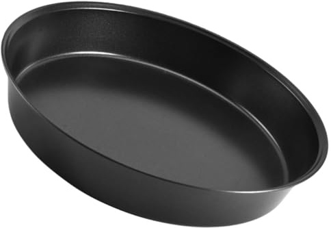 HINTRMENT Teglia da Forno Rotonda in Acciaio al Carbonio Nero, Antiaderente Multifunzionale Superficie Liscia, per Cottura di Torte e Pizza, Diametro 21,5 Cm