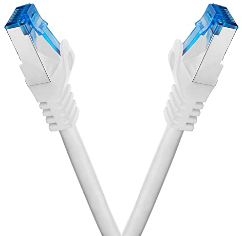 BIGtec - 2 Stück - 50m CAT.7 Gigabit Patchkabel Netzwerkkabel weiß Kupferkabel Patch Ethernt LAN DSL Kabel CAT7 (RJ45, Cat 7, S/FTP PIMF) 50,00m