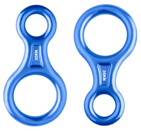 Azarxis 35kN Abseilachter, Abseilgerät Klettern 8 Descender für Erholung im Freien (Blau - 2 Stück)