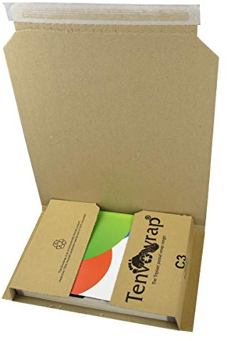Triplast C3 Tenvowrap Book Postal Wraps 280x205x(0-70) mm Strong Cardboard Mailers (Pack of 25)