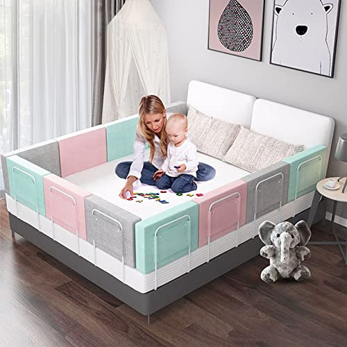 UISEBRT Barrera protectora para cama infantil, 50 cm, 5 agujeros, altura regulable, protección anticaídas, para cama familiar y cama infantil (50 cm, gris lino)