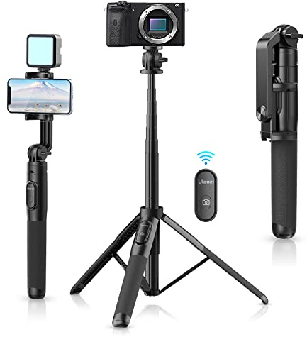 ULANZI SK-03 Selfie Stick Tripod, 64 Professional Stable Phone Tripod Stand for Smartphone/Action Camera, 3 in 1 Extendable Phone Holder with Detachable Remote for Travel Selfies Video Recording Vlog