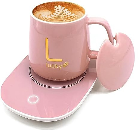 Scalda Tazza da Caffè Elettrico,55℃i Tazza di Controllo della Temperatura Intelligente per caffè Cacao e Bevande Calde, per casa e Ufficio scaldatazze elettrico (Rosa)