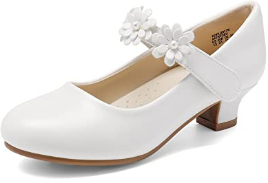 DREAM PAIRS Chaussures Princesse Fille à Paillettes avec Talon Bloc Confortable Escarpins Enfant Déguisement Cosplay Chaussure Mariage Anniversaire Cérémonie Fête,Size 37.5,Blanc,SDFL2317K