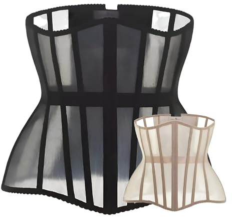Mesh Corset Waist Trainer for Women - Underbust Corset Lace Up - Waist Cincher Shapewear - Body Shaper, Black, S