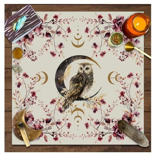 Wisafory Mantel de cartas del tarot, luna, fases, flores, altar, espiritual, altar, tarot, brujería, astrología, mantel cuadrado, tapiz celestial, estilo 11, 49 x 49 cm