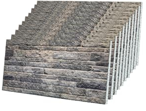 IZODEKOR Panneaux muraux 3D en polystyrène imitation pierre, Pour cuisine, salle de bains, balcon, chambre à coucher, salon, mur arrière de cuisine et terrasse, Pont en pierre, 10 panneaux