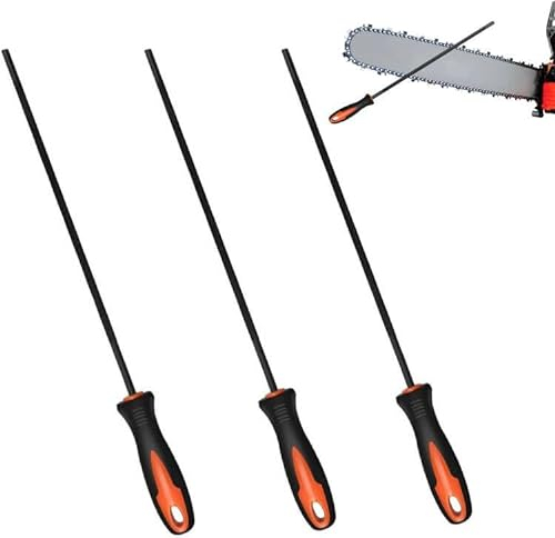 3 Stück Feile für kettensäge, Kettensägefeile, Kettensäge Feilen, Feilen Set Mit Griff, Gibt es 3 Größen von 4.0 mm,4.8 mm,5.5 mm, Geeignet für Kettensägen