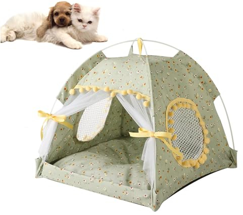 YPDOPORA Süßes Katzenzelt, Katzenzelt, Höhlenbett, Sommerkühlung, Tragbares, Atmungsaktives Bett, Wasserdichtes Katzenzelt Aus Polyester Und Elastischer PP-Baumwolle, Faltbares Katzenbett,C,S