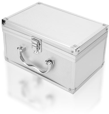 Joyzan Aluminum Alloy Chest Toolbox, Tool Box Carrying Case Instrument Storage Men Briefcase for Briefcases Portable Workstation Instrumentation Travel Organizer Silver Metal