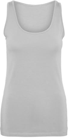 VERO Moda Women's Vmlulu Long Tank Top JRS Ga Noos Tank Top, Super Light Grey Melange, L
