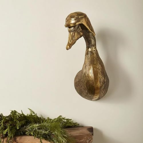 Coyoohouse 3D Head Wall Mount Samll Ornament, Animal Heads for Wall Art Hanging Sculptures, Small Metal Wall Resin Art Wall Decor Ornament Waterproof Bronzed Resin Decorations for Home(Duck)