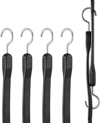 VEVOR 4-teiliges flaches Spannseil, Robuste Spanngummis mit S-Haken aus Stahl, 1 m langes elastisches Spanngurte, Gepäckgummi, Expander, Gepäckspanner für Fracht, Planen, LKWs und Zelte, schwarz