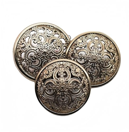 10 Pcs Hollow Metal Button Black Sliver Gold Buttons Round Decorative Button for Clothes Sewing Accessories