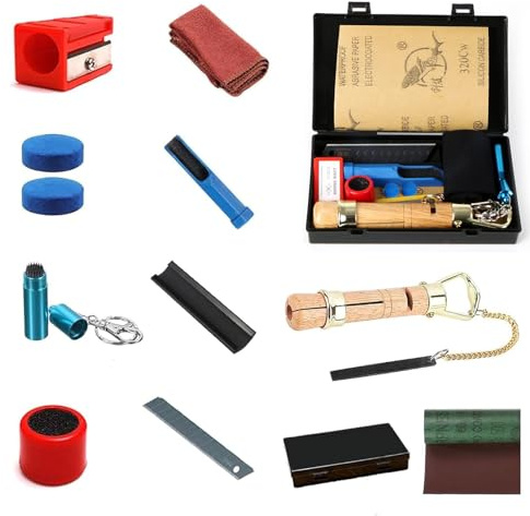 Snooker Cue Tip Clamp Repair Tool Kit for Billiard Cue Repair and Leather Replacement,Snooker Accessories,Snooker Tip Shaper,Cue Tip Trimmer (Black-12pcs)