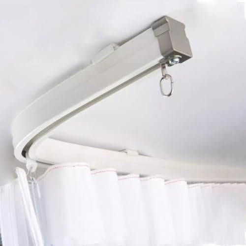 Asta per tenda flessibile in alluminio per finestre ad arco, sistema di binari per tende da soffitto regolabile con connettori scorrevoli per doccia e balcone, 3,7 m, binario pieghevole