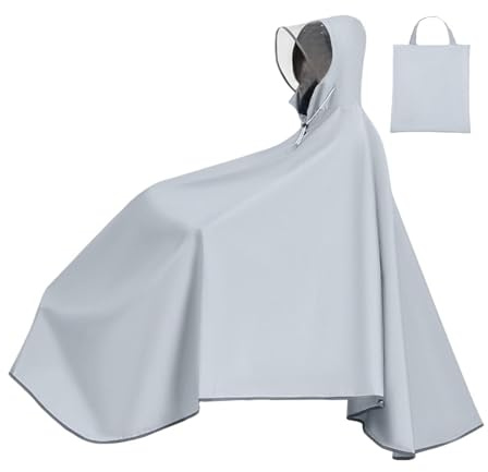 Adult Bicycle Rain Poncho with Hood for Full Body, Gray