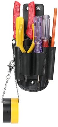 quipuda Werkzeuggürtel Werkzeugtasche für Gürtel, Echtes Leder Werkzeug Gürteltasche，für Klempner, Elektriker, Rahmenbauer (Schwarz)