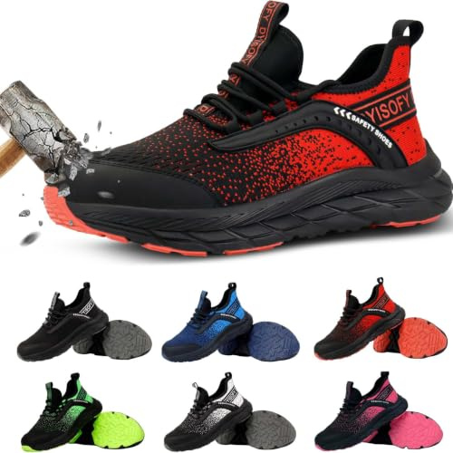 DYISOFY Steel Toe Cap Safety Trainers Men Women Lightweight Work Shoes | Puncture Proof, Breathable, Comfortable, Slip Resistant, Construction Site, Warehouse, Workshop, Industrial Summer Use