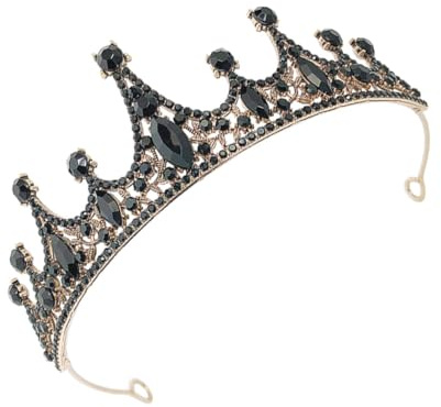Abaodam Serrage-tête de Mariée Baroque Noir Couronne en Cristal, Ornement de Cheveux Rétro Léger et Confortable, Accessoire Coiffure Élégant pour Mariage, Anniversaire et Cérémonie
