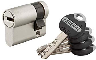 THIRARD - Cylindre de Serrure Federal - Demi-Cylindre - Nickelé - Haute Sécurité - Anti-Arrachement, Anti-Perçage - 30 x 10 mm - Gris - 4 Clés Réversibles