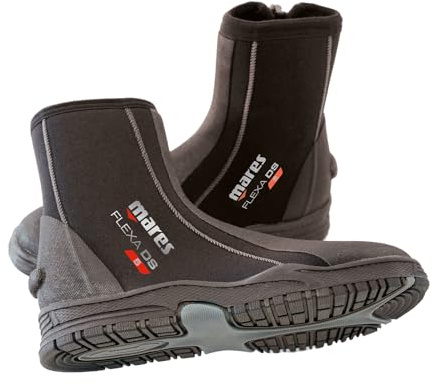 Mares Adult Flexa DS 5mm Neoprene Scuba Diving Boots for Men & Women - DS Drainage System, Rubber Sole & Side Zip, 10 US