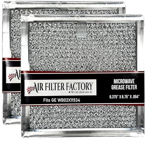 Air Filter Factory Grease Filter WB02X11534 Replacement For GE Microwave Oven Aluminum Grease Mesh Filter 6.81 X 6.34 Over The Range Kitchen Oven Vent 2-Pack