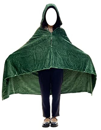 Anime Throw Blanket Flannel Fleece Blanket Cosplay Hooded Cloak Shawl Wrap Nap Quilt (43''X 67'', green)
