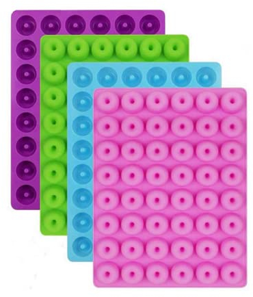 Selecto Bake Mini-Donut-Ringe-Silikonform mit 48 Mulden, 1 Packung Formen, Eiswürfelformen für Gelee, Schokolade, Kuchen, Wachs, erhältlich im Ofen, Kühlschrank, Mikrowelle