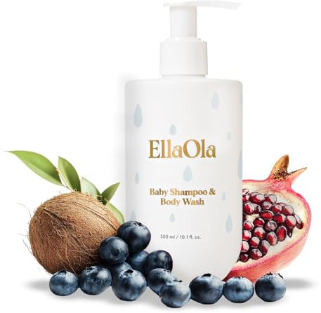 EllaOla Baby schampo och kroppstvätt | Ekologiskt babybad Essentials I doftfri, fuktgivande & rivfri för känslig hud (10 oz)