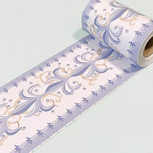 Dostear Bordi Greche Pannelli Adesivi Bordo Adesivo per Pareti Striscia Adesiva Muro Decorativa Greca Adesiva per Parete motivo blu 10 X 1000CM