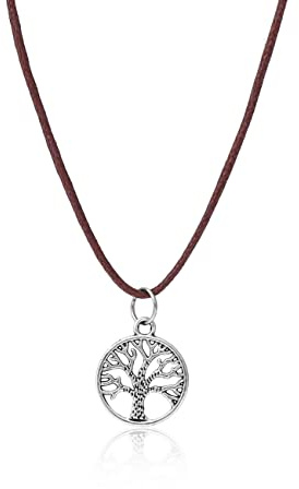Made by Nami Surfer Hals-Kette mit Anhänger - Wasserresistente Baumwollkette mit Edelstahl Anhänger - Surferkette Herren Damen - Handgemachter Rasta Schmuck (Lebensbaum)