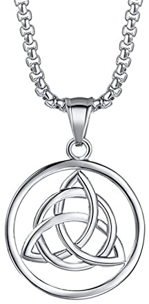 KnSam Cadena para hombre, acero inoxidable, hueco, redondo, colgante de nudo de guisante, cadena para hombre, 60 cm, Acero inoxidable, Sin circonitas cúbicas