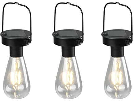 Reality Leuchten Solar LED utomhushängande lampor set om 3 Campus R35146132, metall svart matt, plast klar skymningssensor