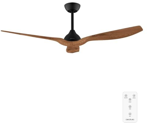Cecotec Ventilador de Techo EnergySilence Aero 5200 BlackWood, Motor DC 36W, Diámetro 132 cm, Mando, Temporizador, Verano e invierno, Rotación de aspas, Altura ajustable 12,5 o 25 cm, Silencioso