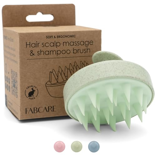 FABCARE Kopfhaut Massagebürste für Haarwachstum und Blutzirkulation, geeignet für alle Haartypen, aus Weizenstroh, ideal für Peeling und trockene Kopfhaut bei nassem oder trockenem Haar (Green)
