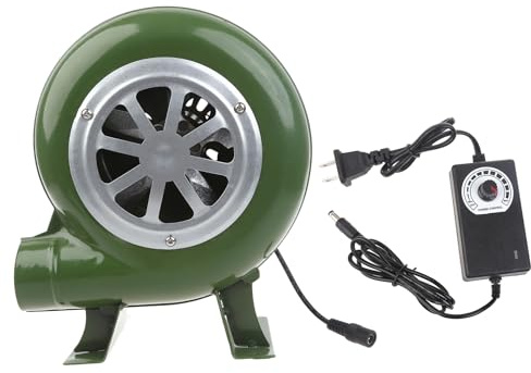 QUETHEDS Electric BBQ Fan - 100V/220V Suitable for Barbecue & Mini Blacksmith Forges - Blower with Speed Adapter & Duct - Portable (60W)