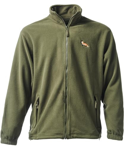 Baddery Fleecejacke Herren - Fuchs - Jägerjacke - Jagdjacke Männer - Geschenk für Jäger - Kleidung Jagd Zubehör (Fleecejacke Army XL)